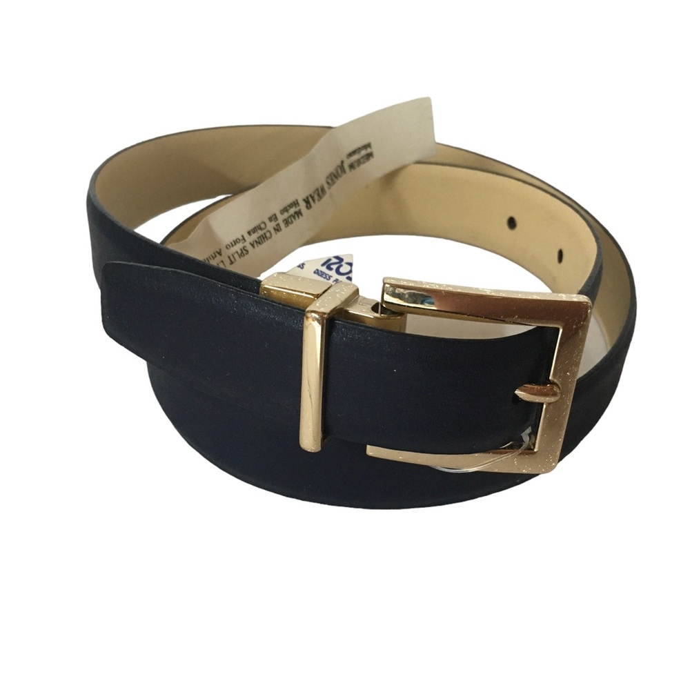 Jones Wear Navy Blue Leather Waist Belt NWT Ladies size M